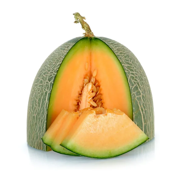 Melon cantaloup isolé sur fond blanc — Photo