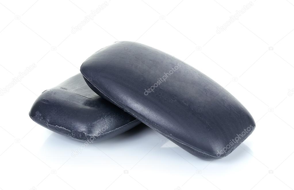 Black soap isolated on the white background