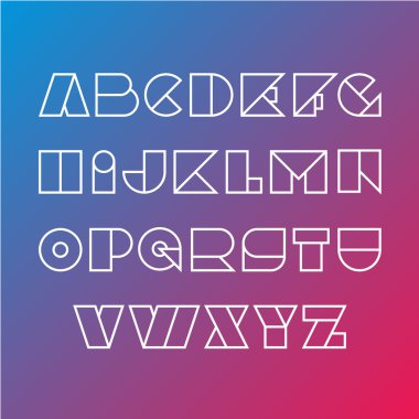 Doğrusal siluet yazı tipi. Geometrik figürler anahat stili.