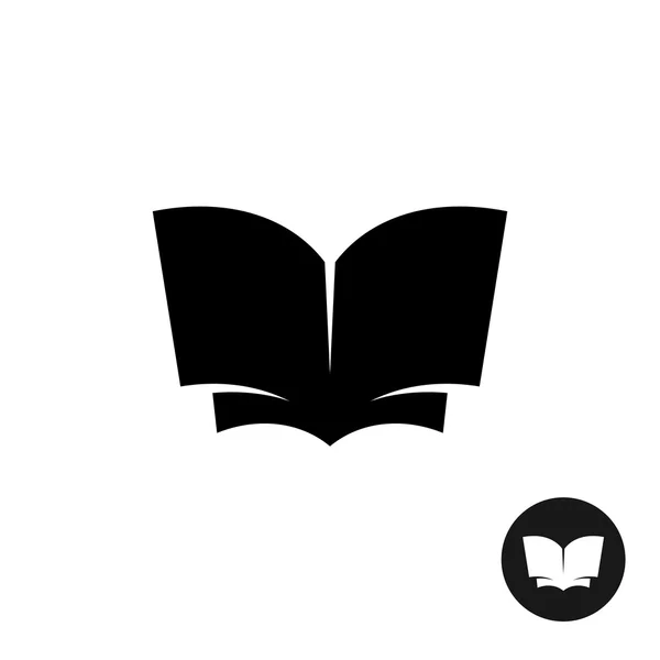 Livre ouvert simple icône de silhouette noire — Image vectorielle