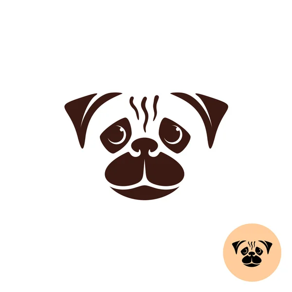 Pug dog gezicht logo. Begrip van de stijl van de ene kleur vloeiende lijnen. — Stockvector