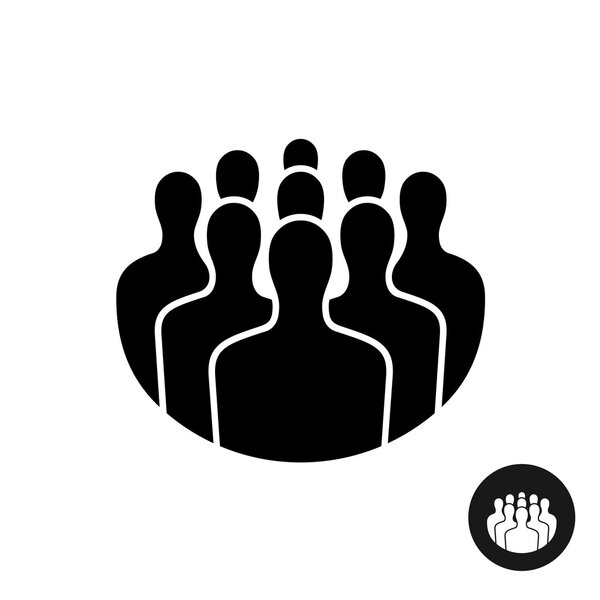 Crowd of people black silhouette icon. Social interaction concep