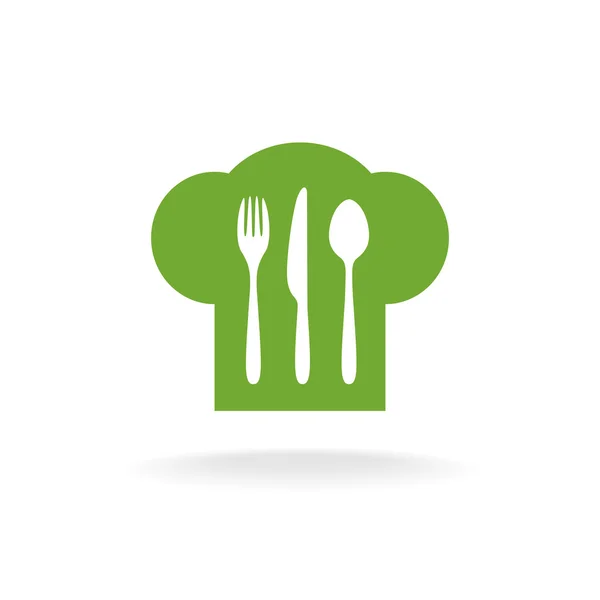烹饪帽子、 叉、 刀和勺的象征 — 图库矢量图片