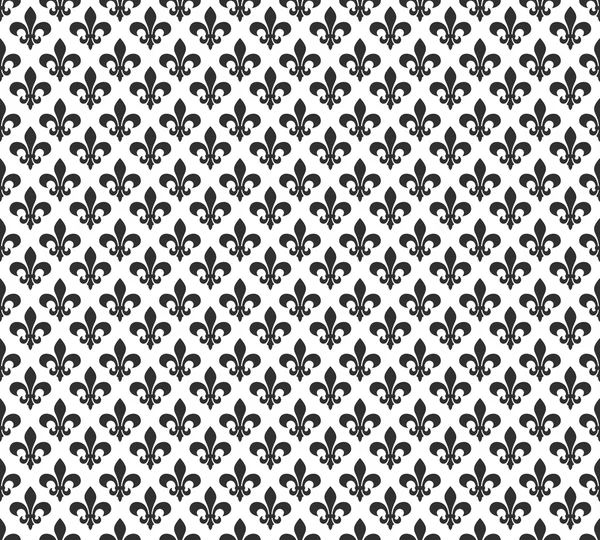 Fleur de lis schwarz-weiß nahtloser Hintergrund — Stockvektor
