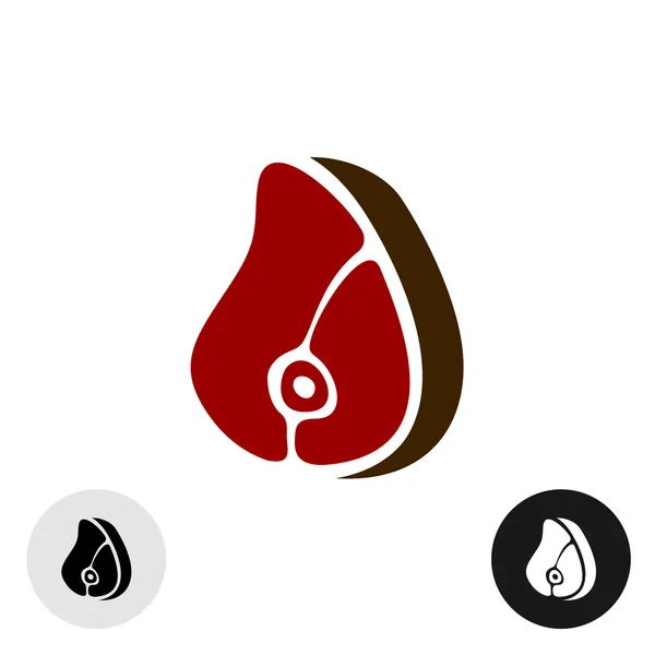 Logo de rebanada de carne. Icono de carne simple. Versiones en color y negro . — Vector de stock