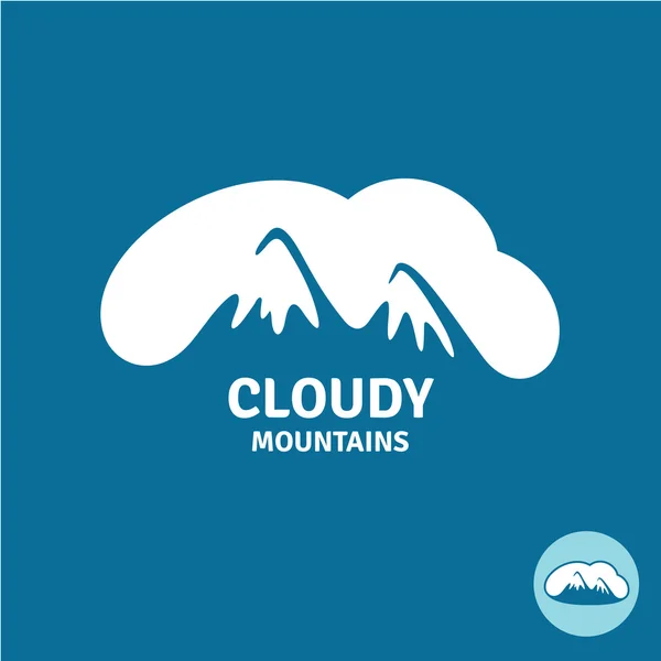 High mountain peaks in a cloud sky logo template — Stock Vector