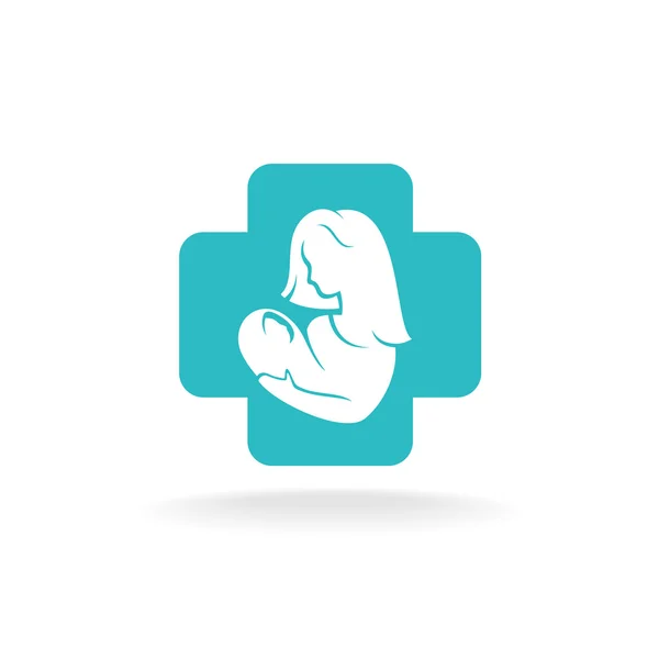 母と子の医療クロス背景ロゴ — ストックベクタ