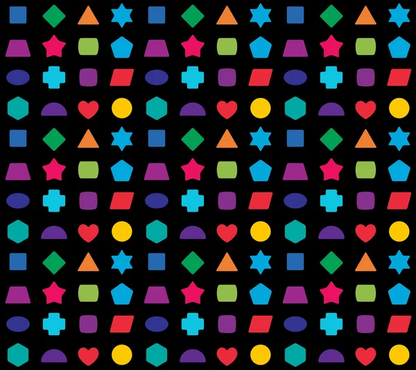 Παιδί παιχνίδι γεωμετρικά σχήματα πολύχρωμο χωρίς ραφή πρότυπο. — Διανυσματικό Αρχείο