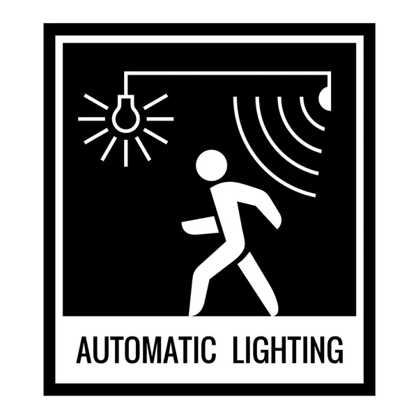 One color warning sign. Automatic light control information. — Stock Vector