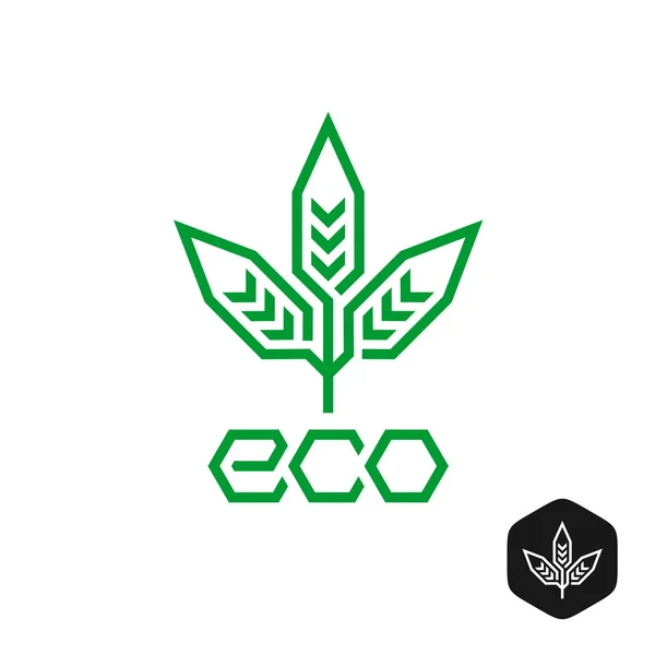 Three leaves natural eco logo. Technical science industry sign. — Stock Vector