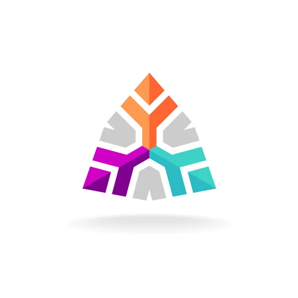 Drie mensen samen team geometrische kleurrijke vlakke stijl logo — Stockvector