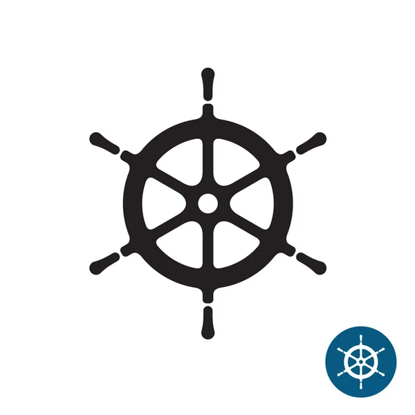 Icono de la silueta negra del timón del barco. Timón de yate. Aislado en — Vector de stock