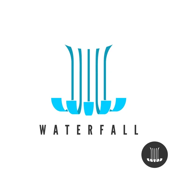 Waterfall logo. Parallel lines water wloods falling. — Stock Vector