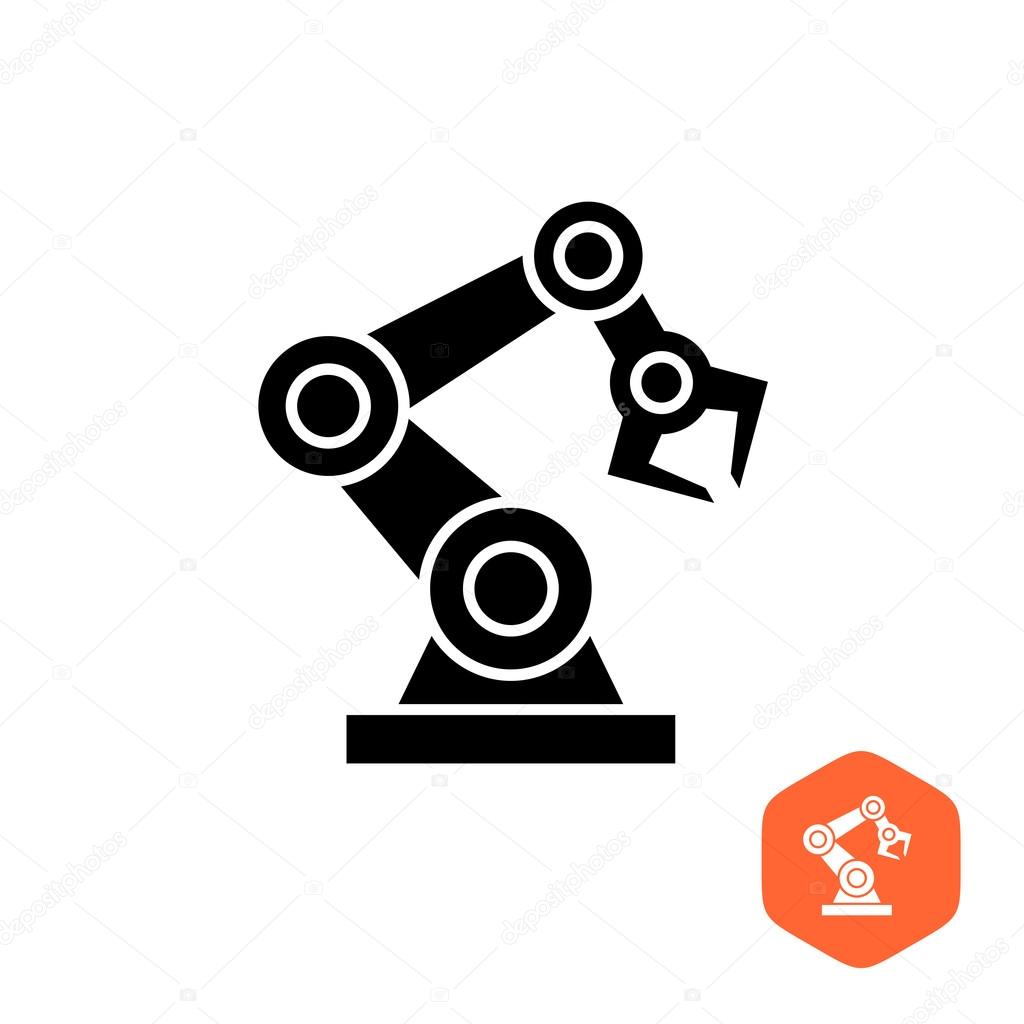 Robotic hand manipulator black silhouette symbol icon. Robot limb logo.