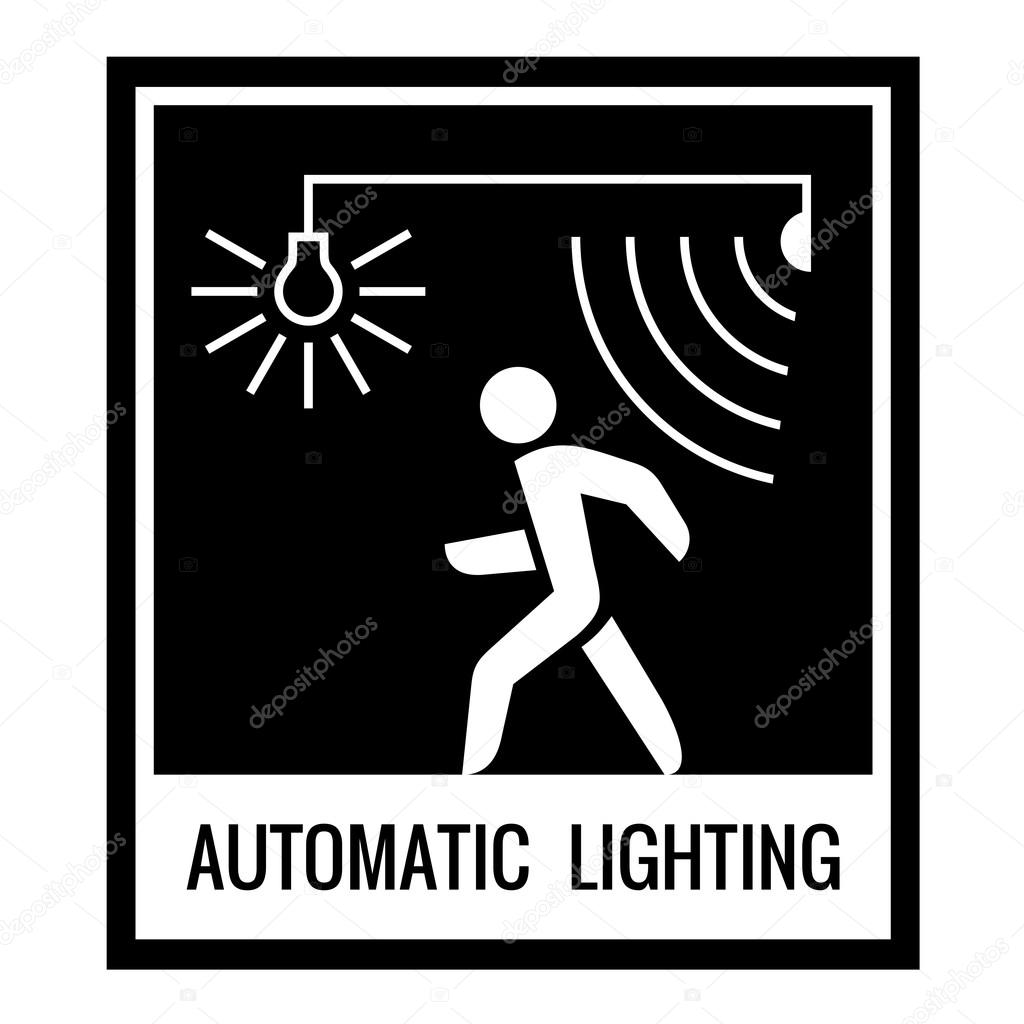 One color warning sign. Automatic light control information.