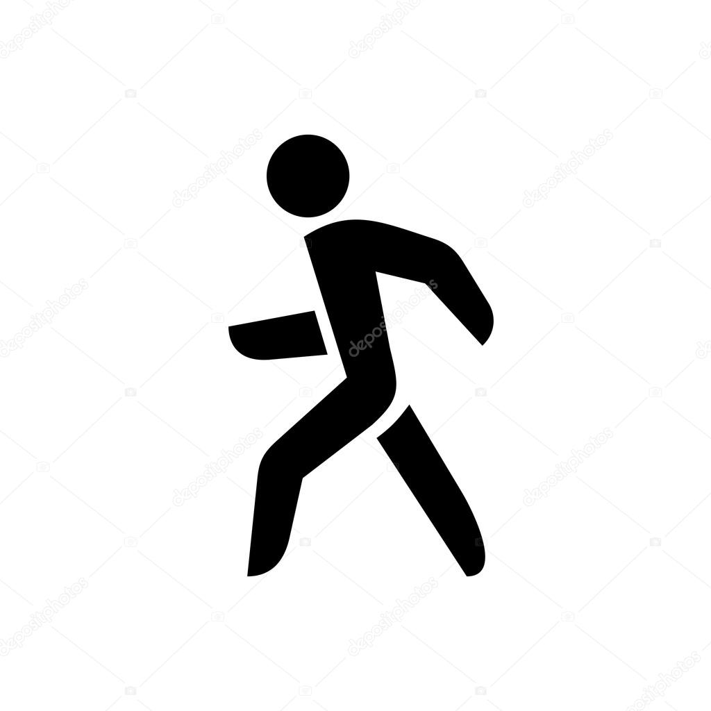Walking man silhouette. One black color isolated on a white background.