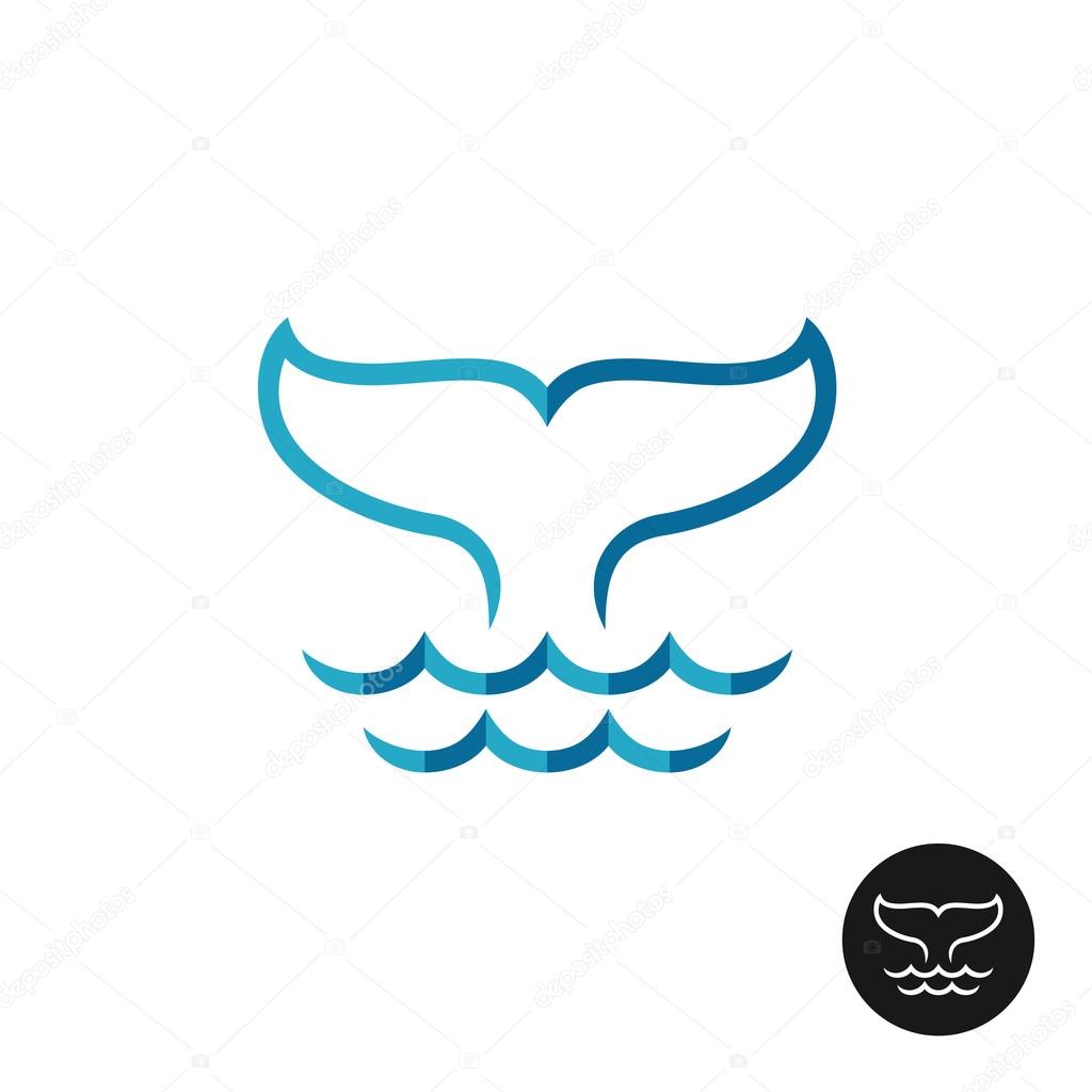 Whale Tale Logo With Ocean Waves Blue Flat Colors Style And Bla Vector Image By C Kilroy Vector Stock