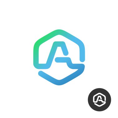 Bir somun altıgen şekil çerçeve içinde A harfi  