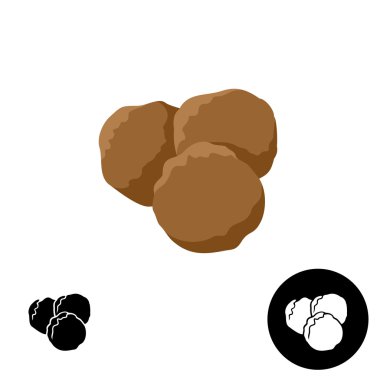   Illustration of three round meatballs.  clipart