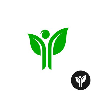  logo yeşil bitki yaprakları.  