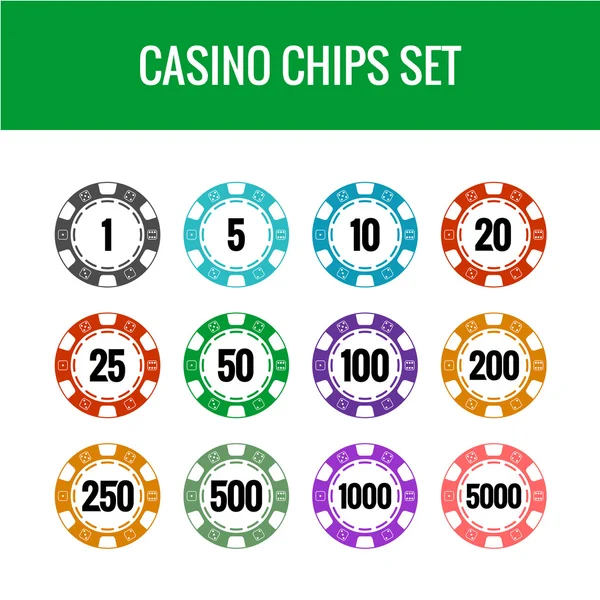 Juego de fichas de casino . — Vector de stock