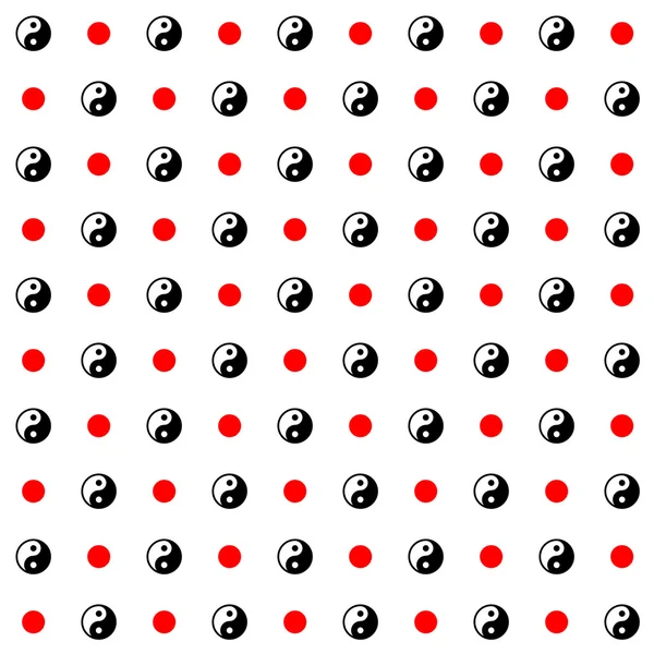 Style Yin-yang Japon motif sans couture noir et rouge — Image vectorielle