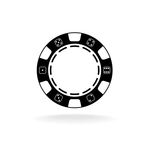 Casino poker chip zwart symbool — Stockvector