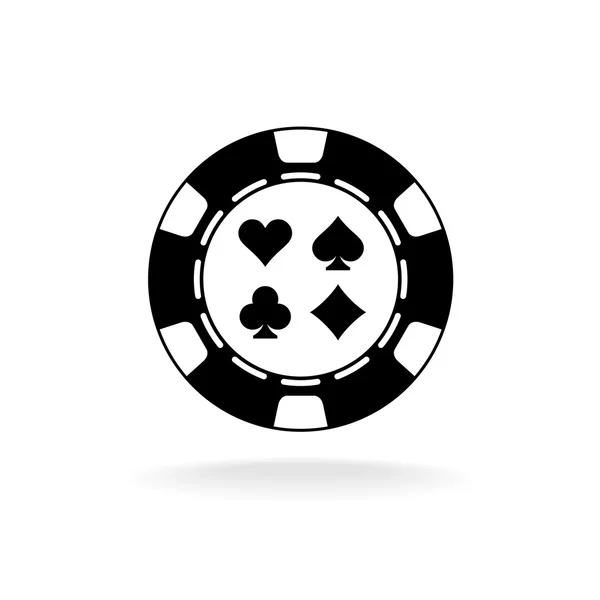 Casino poker chip siyah simgesi — Stok Vektör