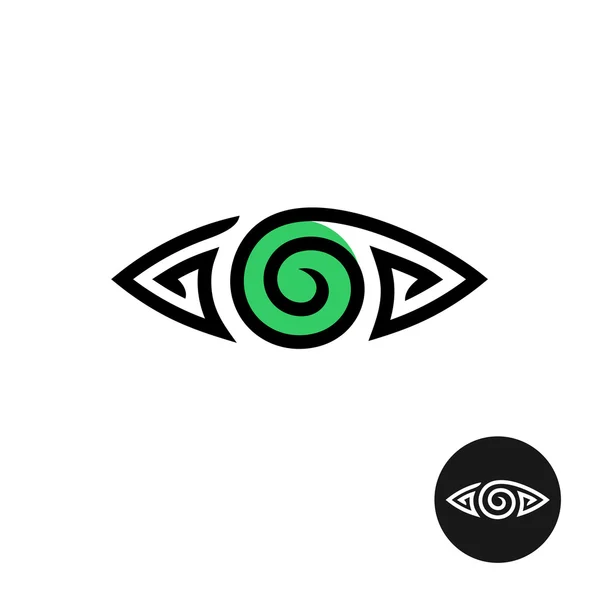 Logo ocular. Signo de tatuaje de estilo tribal espiral . — Archivo Imágenes Vectoriales