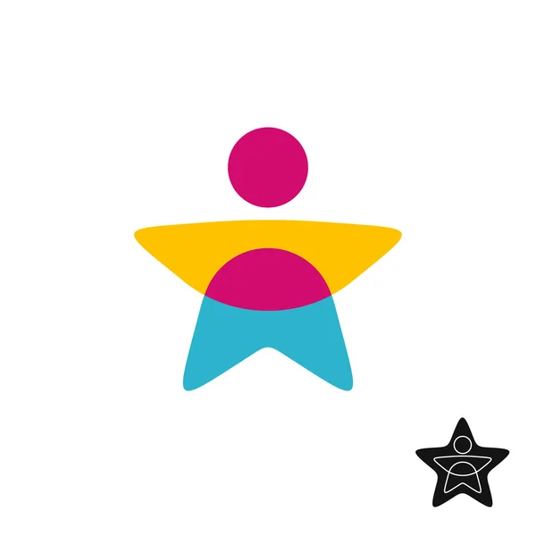Homme étoile silhouette couleur superposition logo . — Image vectorielle