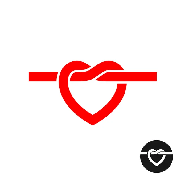 Corazón nudo silueta logo — Vector de stock