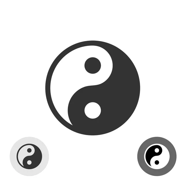 Yin-yang negru vector rotund logo-ul — Vector de stoc