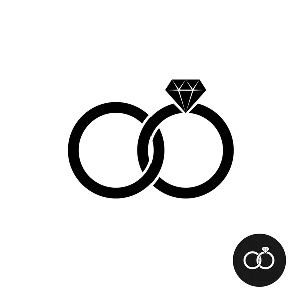 Anillos de boda simple icono negro . — Vector de stock