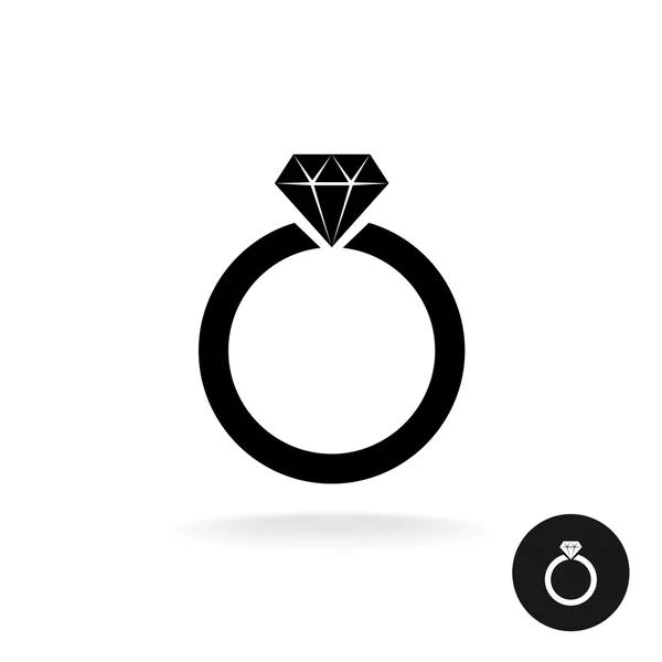 Anillo de compromiso de boda simple icono negro — Archivo Imágenes Vectoriales