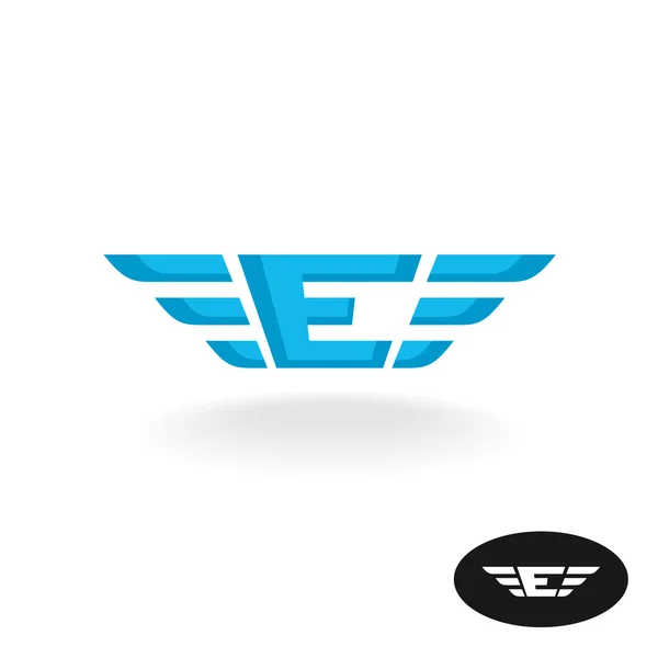 Letter E with wings logo. — Stock Vector