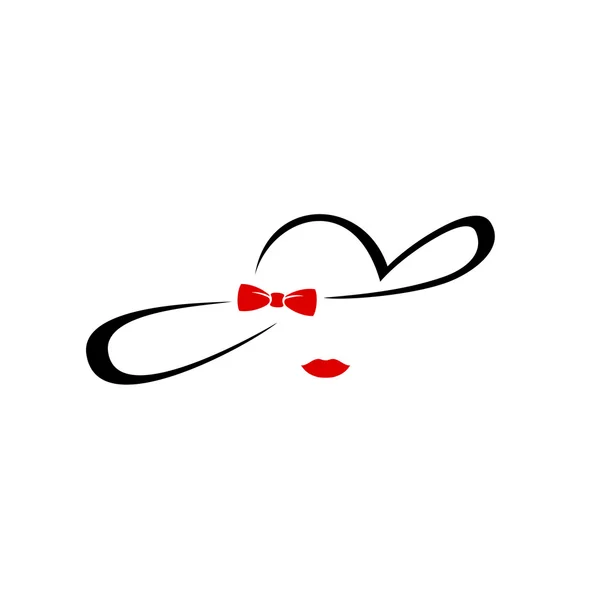 Mujer elegante sombrero silueta logo . — Vector de stock