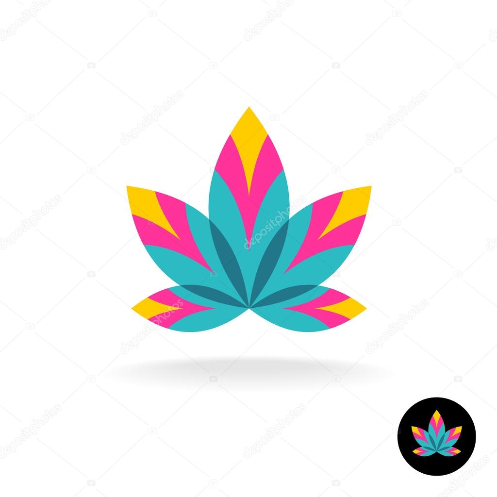 Colorful overlay five leaves zen or spa logo template