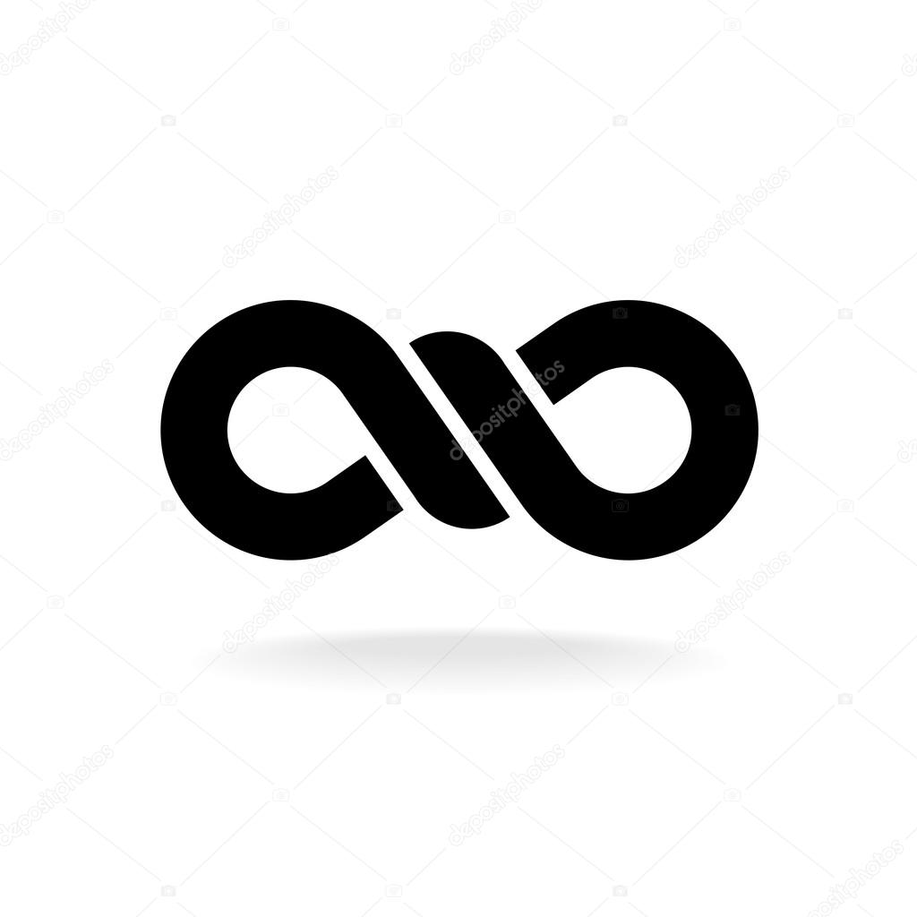 Infinity knot logo. Black chain link symbol with knot in a center.