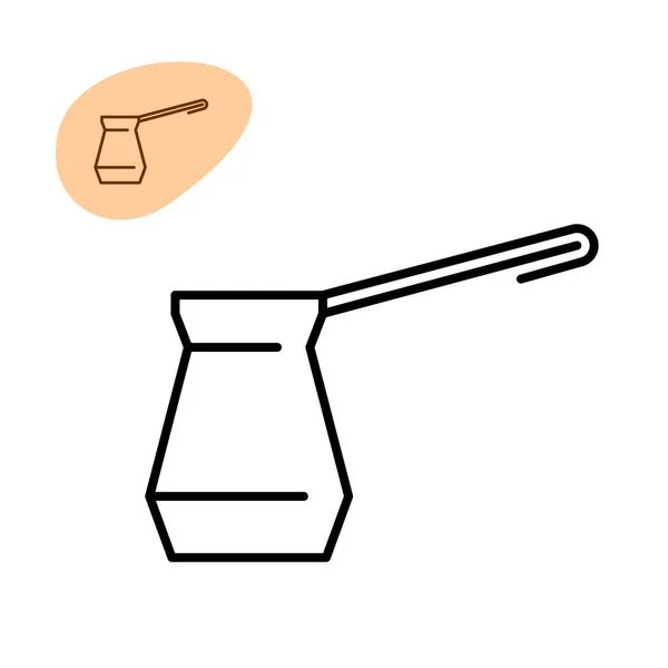 Török kávé cezve vonal stílusú ikon. Réz Turk pot szimbólum. Állítható vonalszélesség. — Stock Vector