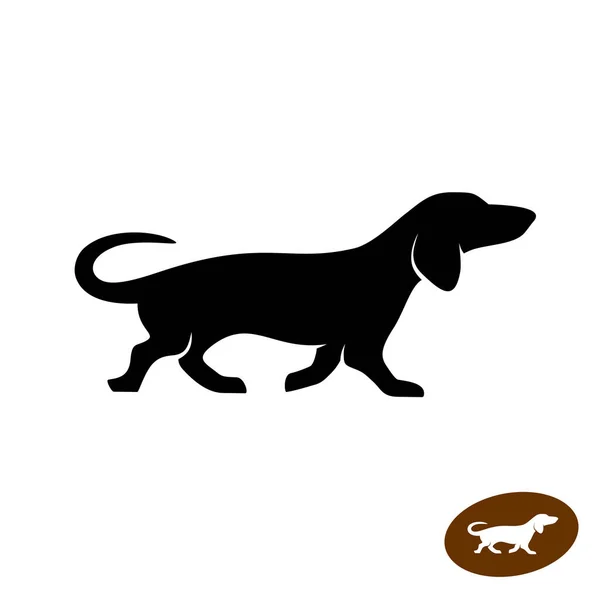 Dachshund hond loopt vector silhouet. Kortbenige das hond symbool. — Stockvector