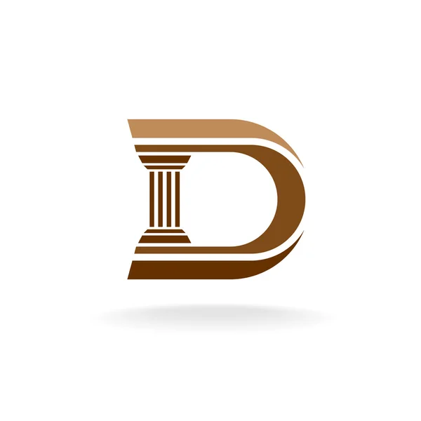 Letter D with column integrated sign. — Stock Vector