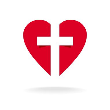 Kalp ile kilise logo çapraz
