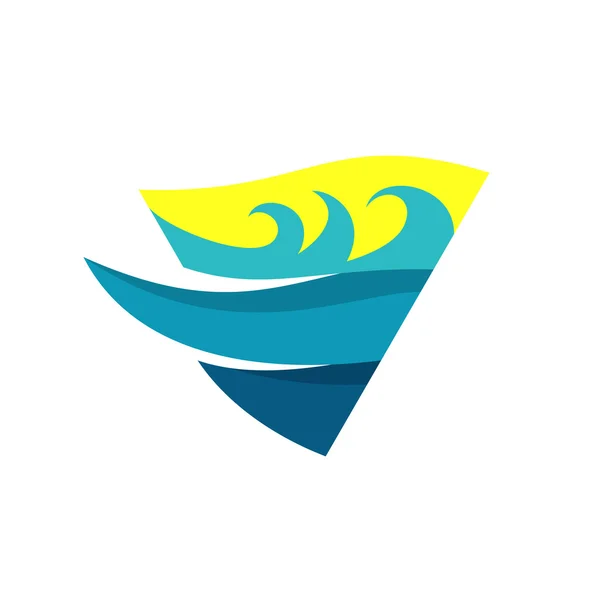 Ondas do mar e logotipo profundo — Vetor de Stock