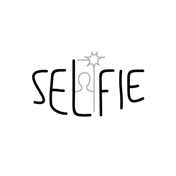 細いスタイルのフォントと Selfie サイン — ストックベクタ