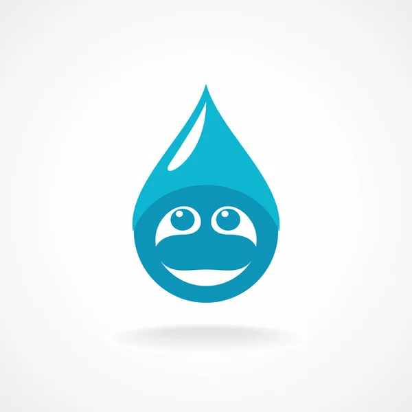 Waterdruppel met leuke logo gezicht — Stockvector