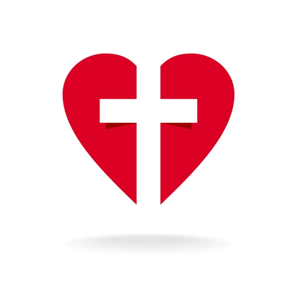 Heart with cross church logo — Stock Vector