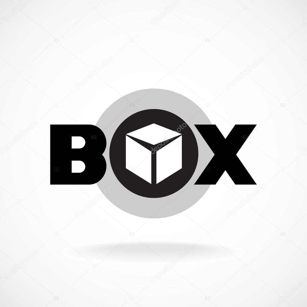 Box word sign with simple image of a box.
