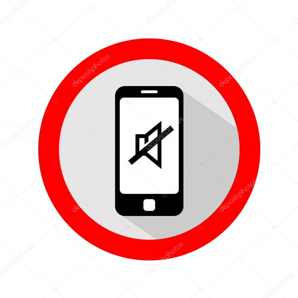 Mobile phone ringer volume mute sign