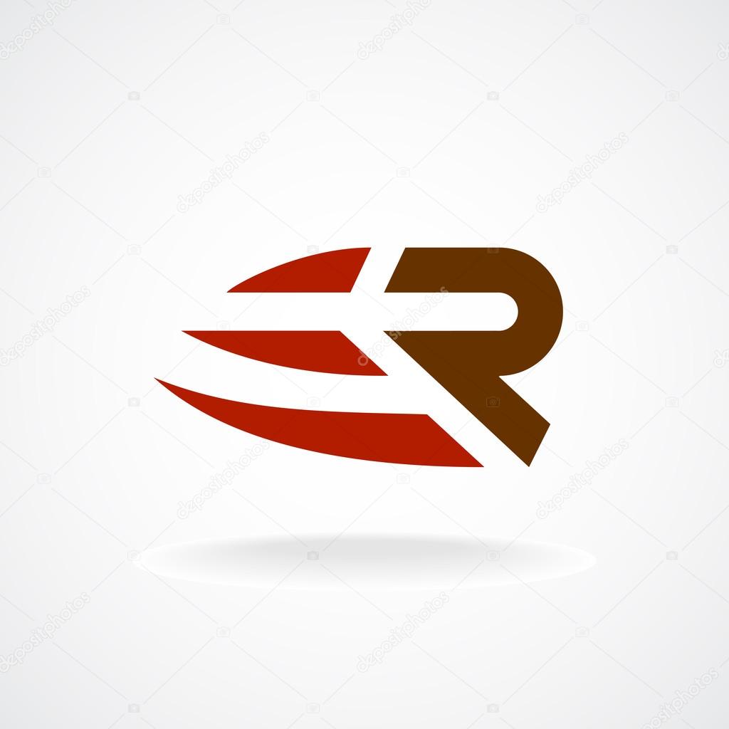 R letter logo template. Fast speed symbol. Rapid move.