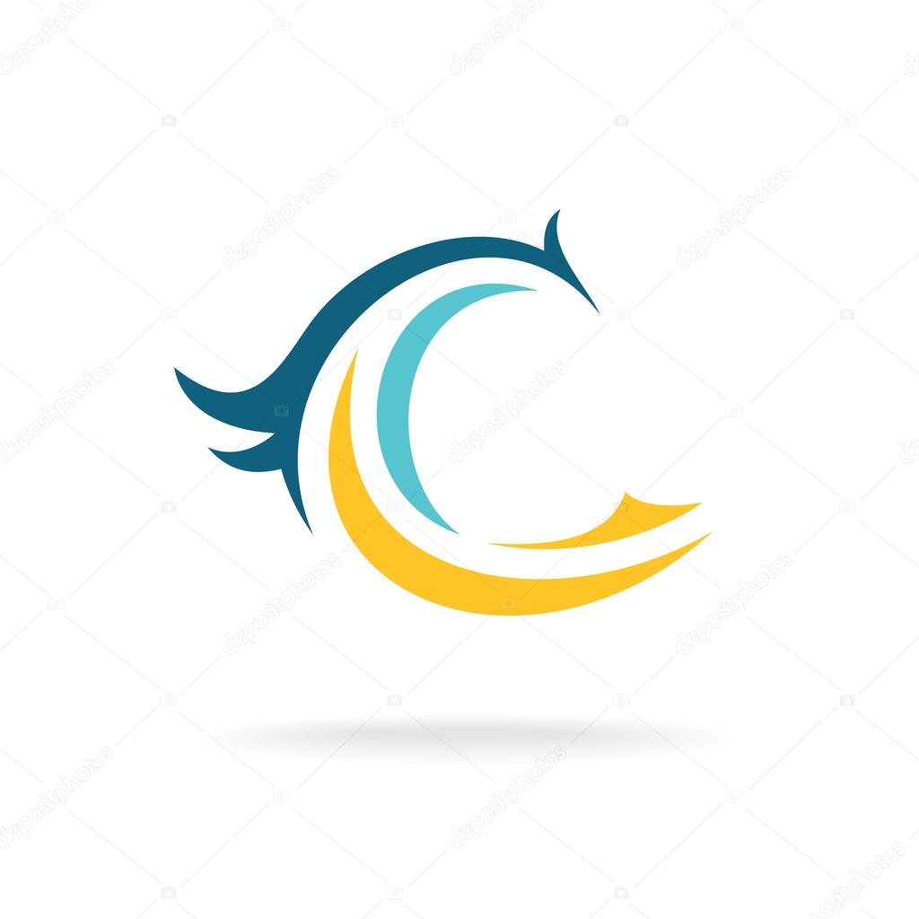 Bird silhouette logo template. C letter.